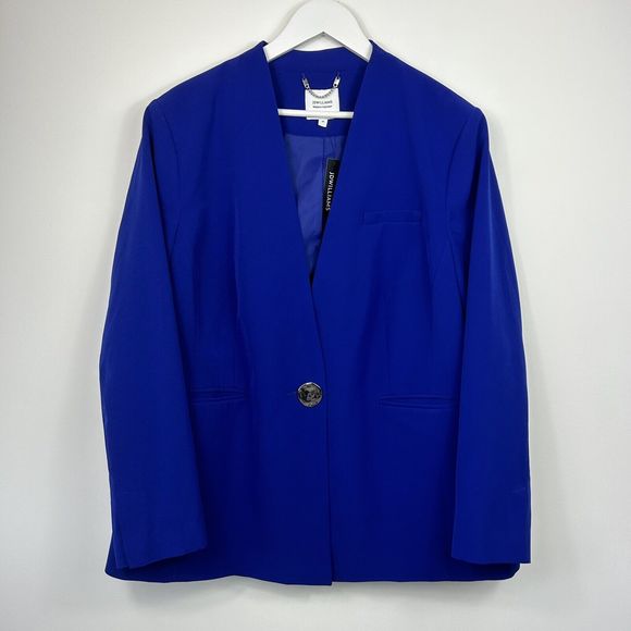 Jackets & Blazers - JD Williams Boxy Blazer Size 24 Cobalt Blue Single Hammered Metal Button